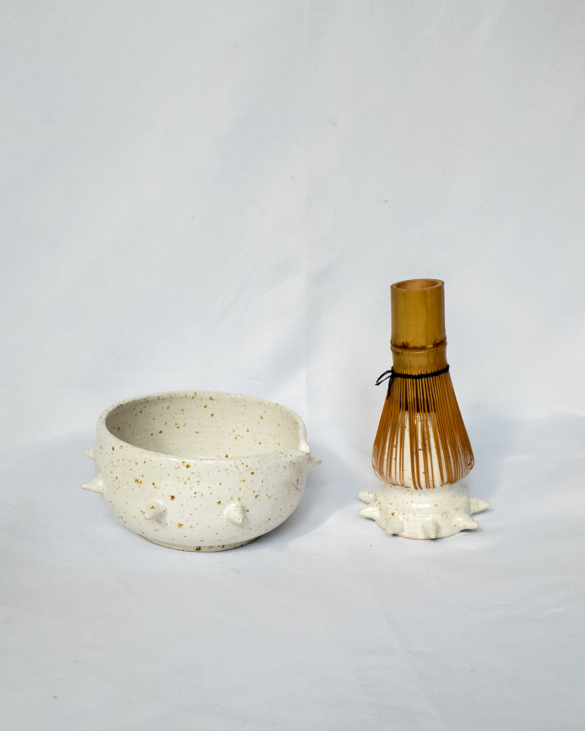 Speckled spiky matcha bowl