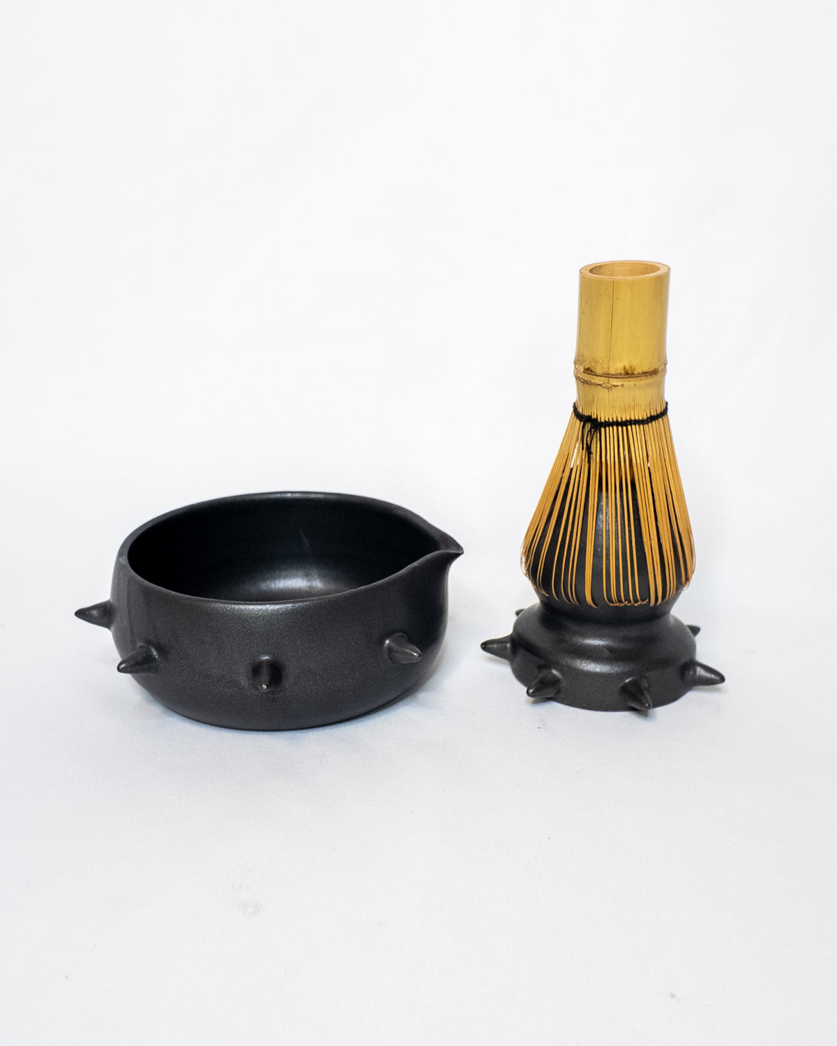 Black spiky matcha whisk holder