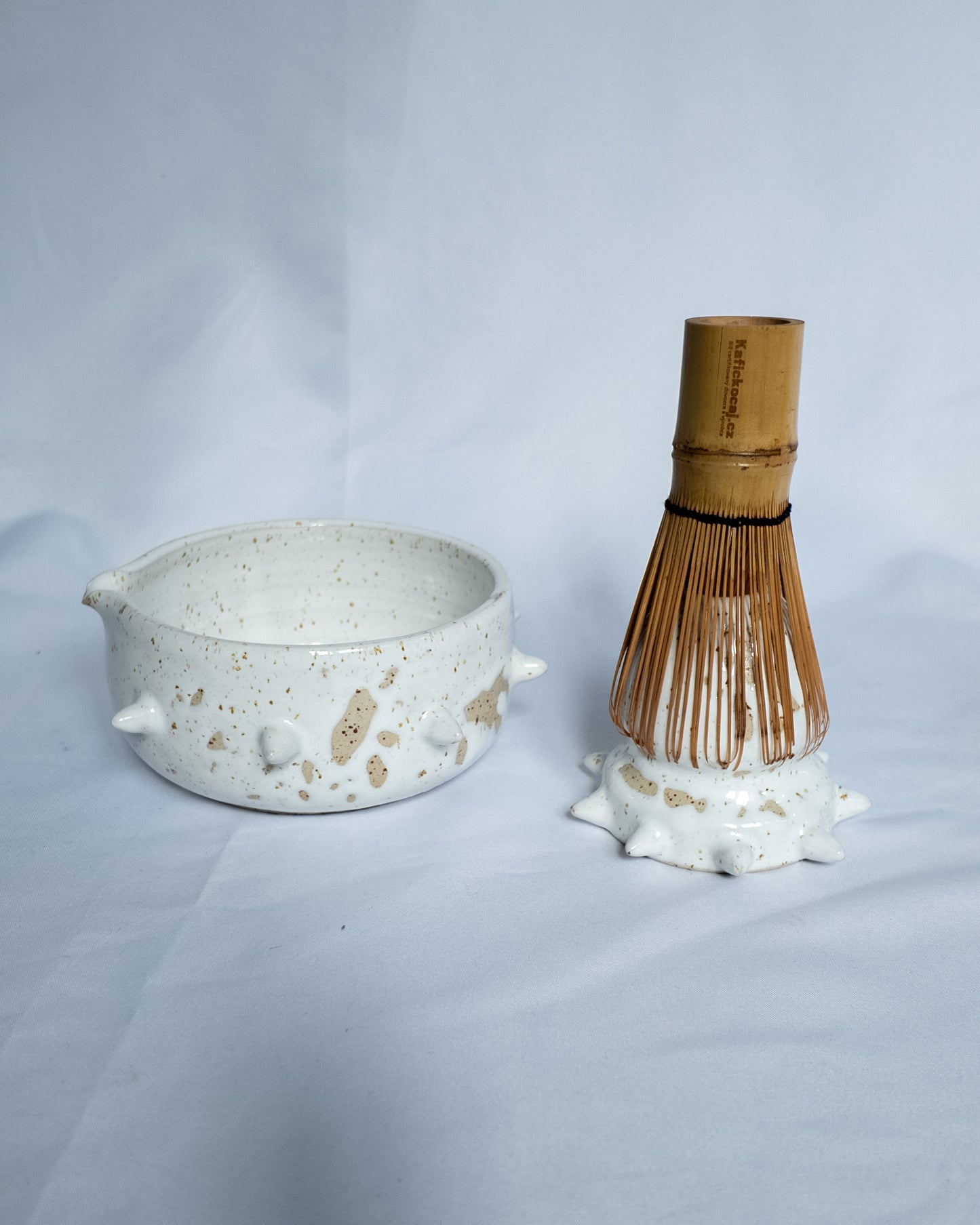 Speckled spiky matcha bowl