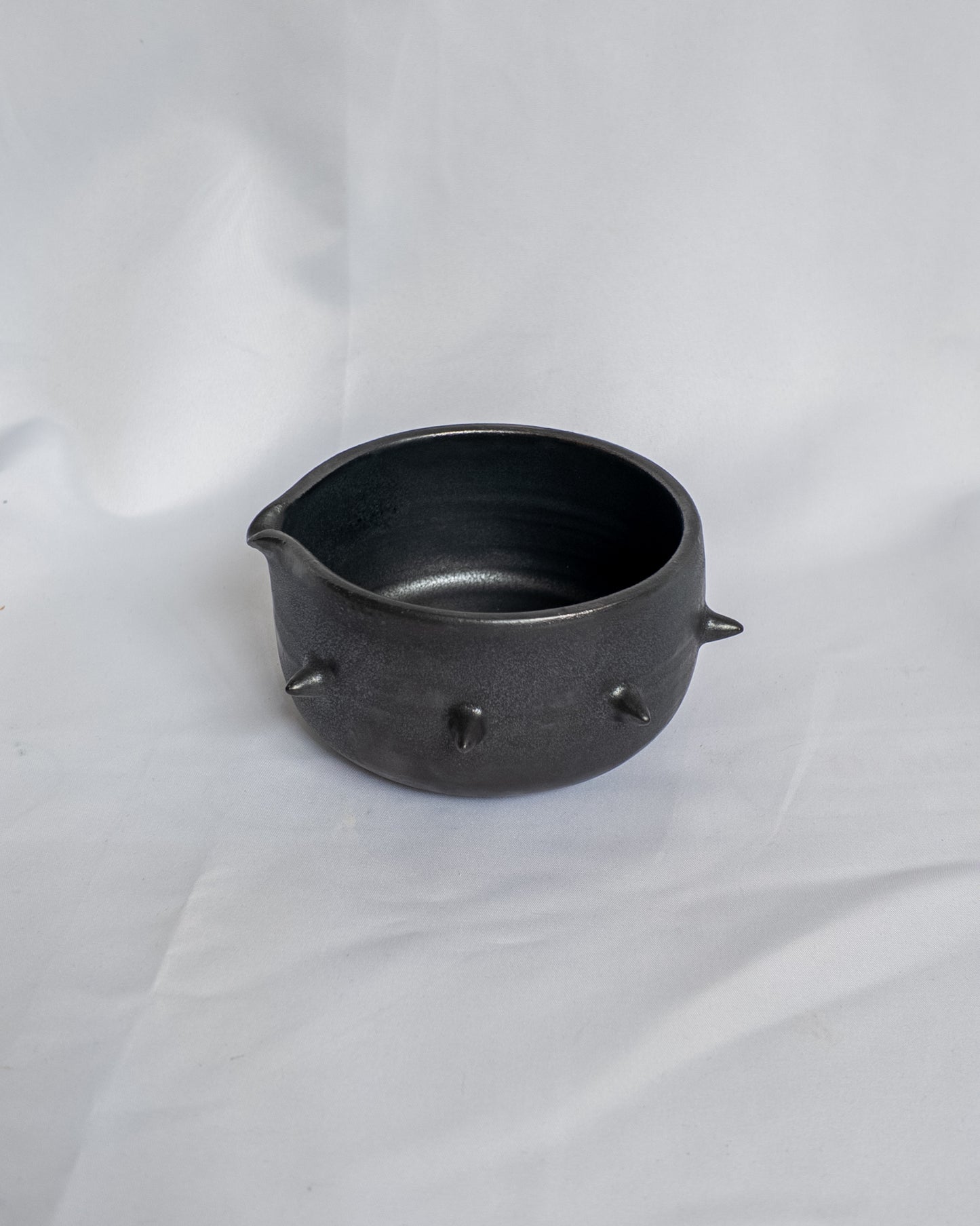 Black spiky matcha bowl
