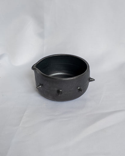 Black spiky matcha bowl