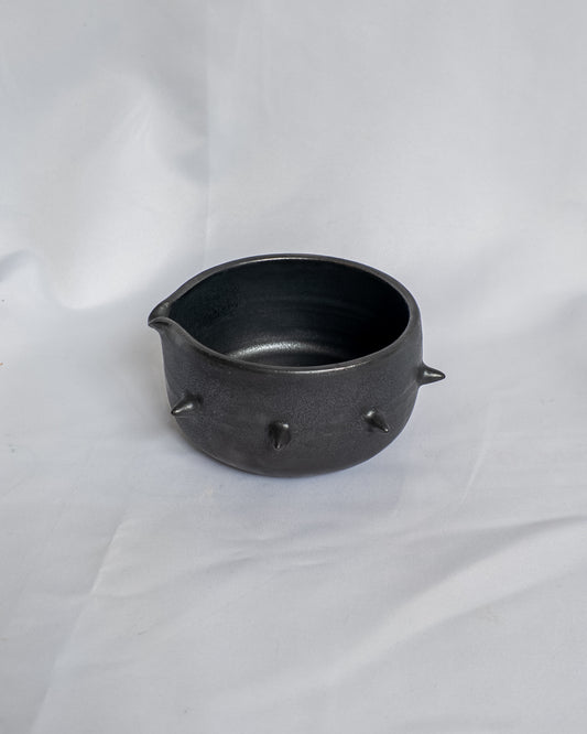 Black spiky matcha bowl