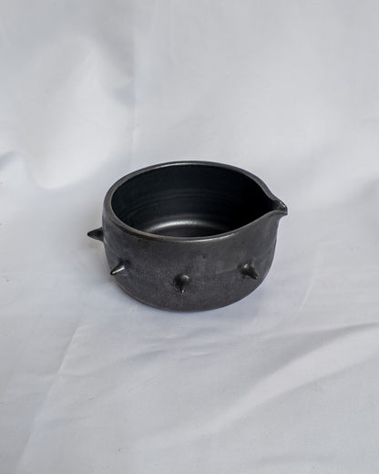 Black spiky matcha bowl