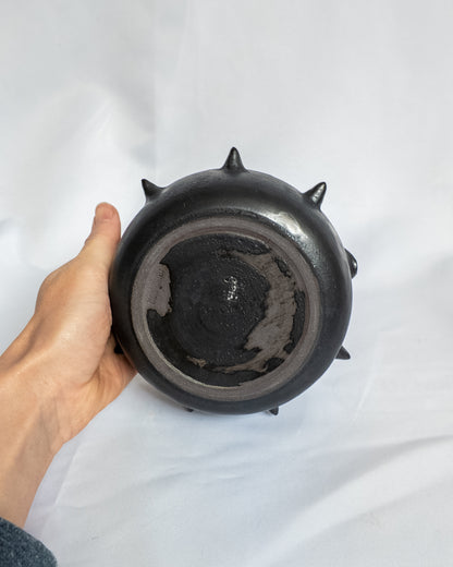 Black spiky matcha bowl