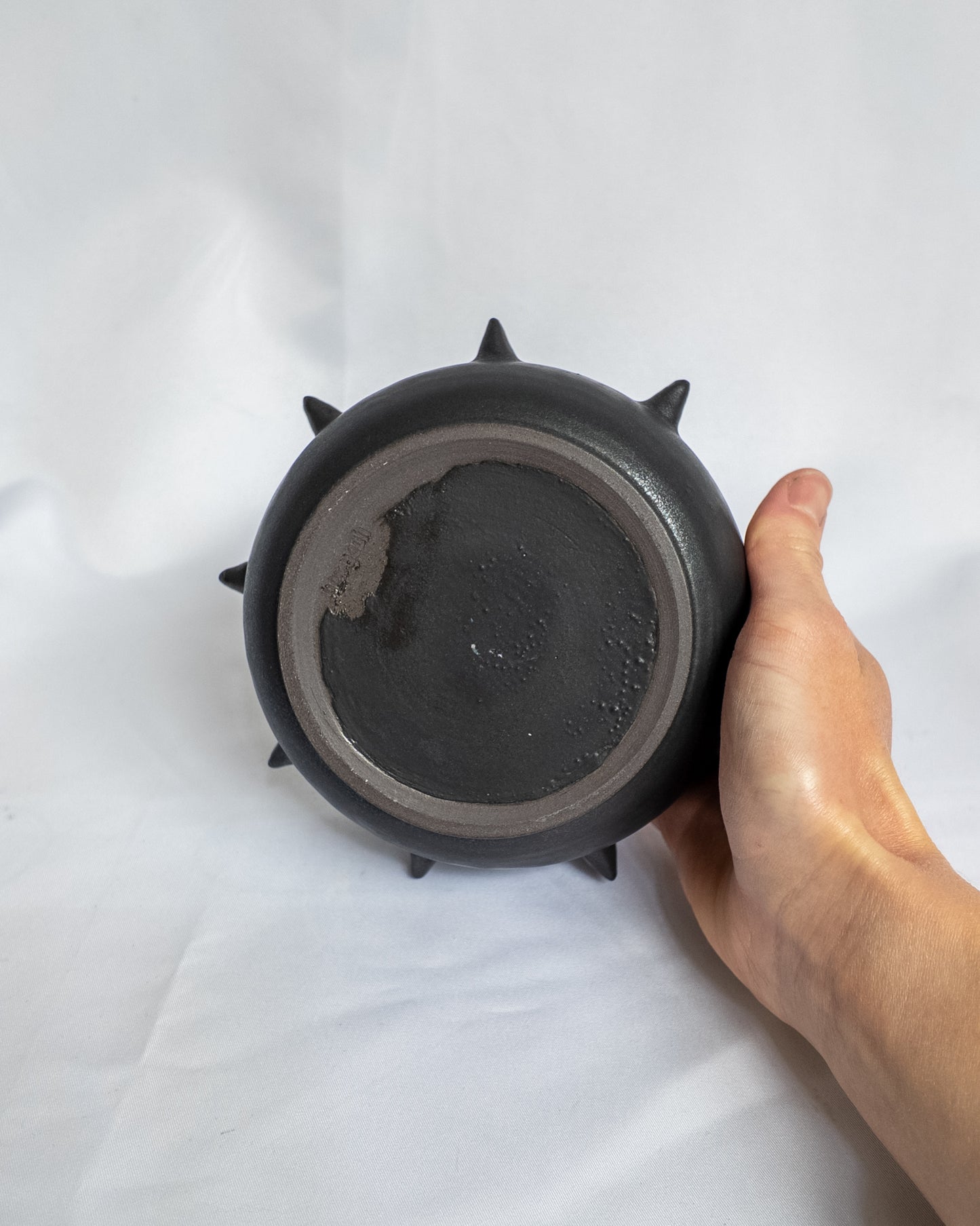 Black spiky matcha bowl